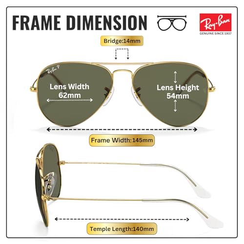 Image of Ray-Ban RB3025 CLASSIC AVIATOR POLARIZED Sunglasses for Men & Women with Official Eyewear Kit