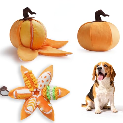 Nocciola Pumpkin Puzzle Dog Toys, Snuffle Interactive Dog Toy for Small Dogs, Puppy Squeaky Toy with Crinkle Papers, Hide and Seek Toy for Boredom