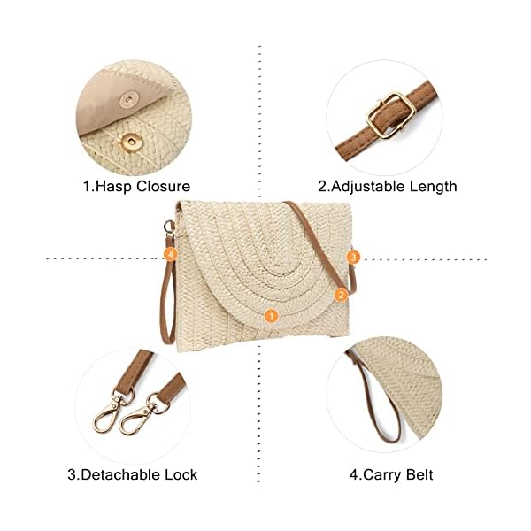 YYIHER Straw Clutch Bags for Women Shoulder Bag Summer Purse Woven Beach Bags - Image 7