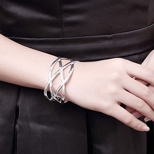 Unique Handmade 925 Sterling Silver Trendy Bracelet, Fashion Jewelry Simple Cuff Bangles For Women Mom Wife Valentine Mothers Day Gift #TOP3