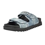 Guess Women's FABULON Sandal, Meduim Blue Denim 420, 8