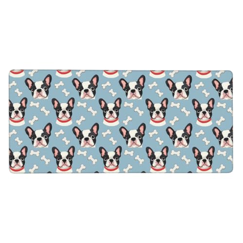 Grand tapis de souris de jeu bouledogue français en caoutchouc avec bords cousus