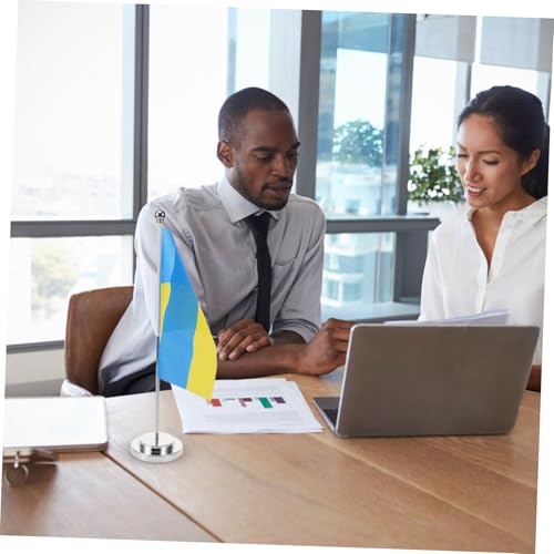 Drapeau de table ukrainien Toddmomy avec support métallique pour bureau et événements - 2