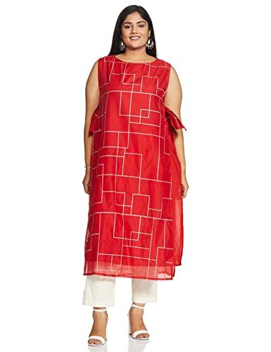 Image of Amazon Brand - Myx Women's Regular Fit Kurta in Poly Chanderi