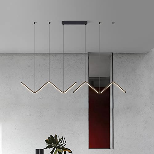 Chandelier suspendu noir linéaire et moderne pour plafond de cuisine