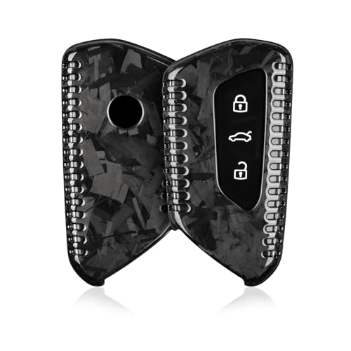 T-carbon Key Fob Cover Fits VW Golf 8 R Atlas MK8 Polo Tiguan ID3 ID4 Buzz 2025;Carbon Fiber Key Shell Fits Skoda Octavia Kodiaq Karoq 2024; Keychain Compatible with Seat Cupra Ateca Leon Accessories