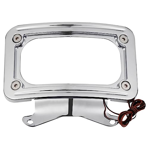 AWPWAY Curved Laydown License Plate Mount Frame Light For Harley Davidson Road -(Steel) -(Chrome) SG0326 - Thumbnail 4