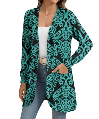 Image of YSYOKOW Cardigan Sweaters for Women Long Sleeve Open Front with Pockets | Long Cardigans for Women Lightweight Soft Casual Dressy Loose Fit Cardigan Sweater with Pockets for Work and Office