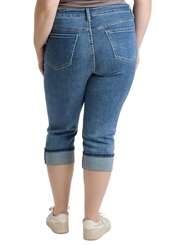 Royalty For Me Womens Women's Plus High Rise Premium Stretch Cuff Essential Capri, Xc1219603