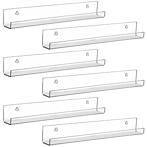 Fasmov F-FLOATINGBOOKSHELF-6P 6 Pack 15 Inch Acrylic Floating Bookshelf, Invisible Wall Bookshelves cover