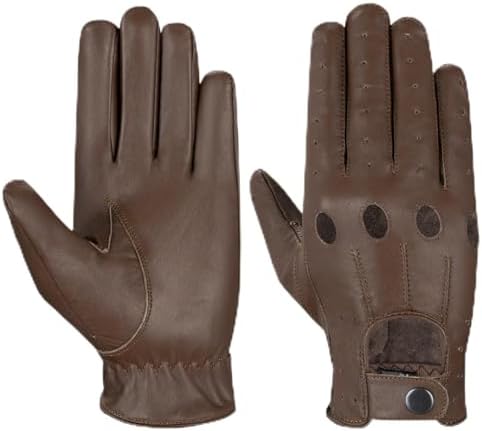 ukshopsite MENS CLASSIC VINTAGE GENUINE LEATHER FASHION DRIVING CHAUFFEUR GLOVES S M L XL (Small