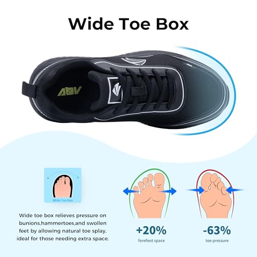 Image of MAFEKE Womens Wide Toe Box Walking Shoes Arch Support Orthotic Sneakers Wide Width Tennis Shoes for Plantar Fasciitis Bunions US 6.5-11