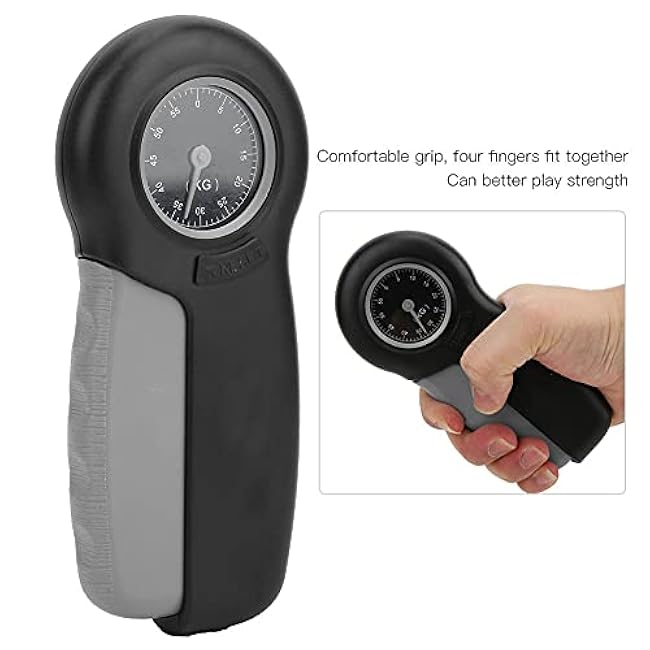 Hand Dynamometer, Mechanical Grip Strength Tester Measurement Meter, Hand Grip for Grip Strength Measurer(Black Grey)