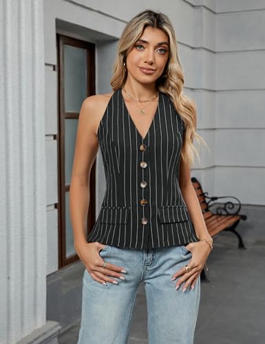 Blooming Jelly Womens Vest Tops V Neck Button Down Sleeveless Trendy Summer Tank Tops Dressy Ladies Business Casual Outfits2