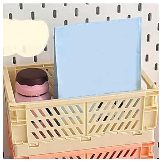 Tangxi Small Collapsible Storage Crate, Plastic Versatile Minimalist Mini Foldable Plastic Basket Aesthetically Pleasing for Bedroom for Bathroom (Light Yellow)