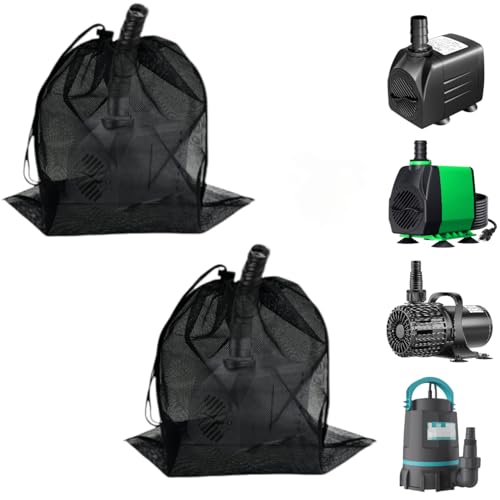 IWBOTQ 2 Pcs 11.8' x 15.7' Pond Pump Cover, Pond Pump Filter Bag, Black Media Bag Large Pump Mesh Bag for Outdoor Water Ponds Filters, Water Filter Pump, Outdoor Ponds, Garden, Swimming Pool (2 Pack)