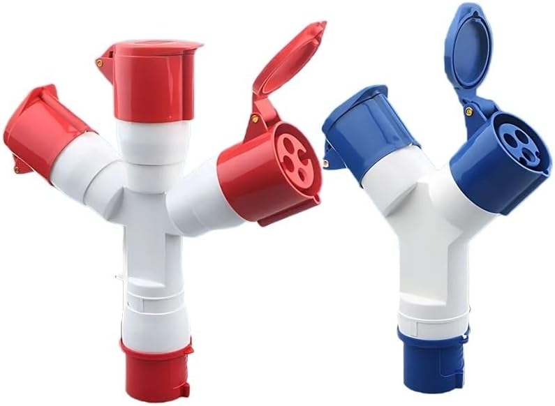 Industrial Y-Plug Socket: Waterproof 3-Way Branch Connector for 3 4 5 Pin 16A 32A Wiring with 220V 380V Three-Phase Electricity(3p32a 1-3)