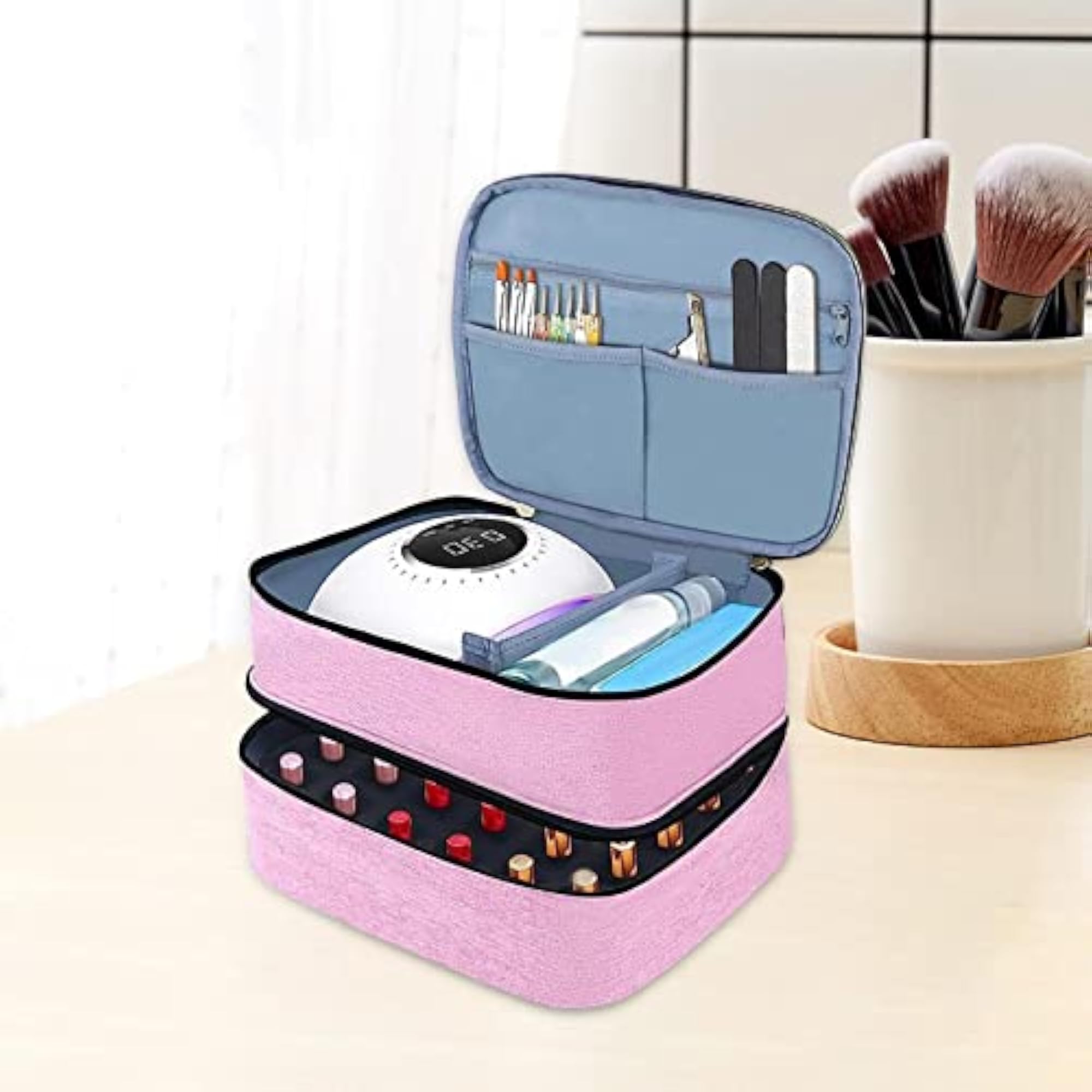 Nail Polish Storage Bag for Manicure Tools, Pink