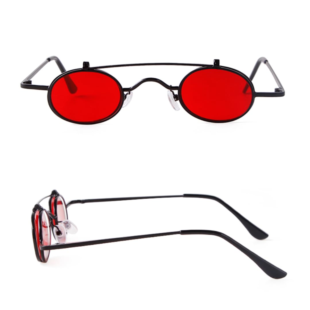Gafas de sol con protección UV400 | Redondas pequeñas de metal ovaladas | Para mujeres y hombres, deportes al aire libre y conducción