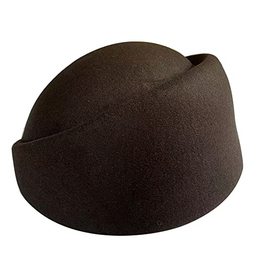 Ying Lan Women Wool Cap Stewardess Pillbox Hat Vintage Fascinator Base Church Wedding Winter Black thumb #1