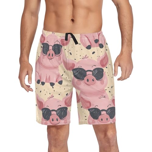 Men's Short Pajama Bottoms Cute Pig Cartoon Home Casual Sleep Pants4