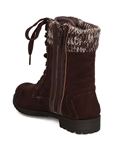 Girls Faux Suede Lace Up Sweater Combat Boot GC843