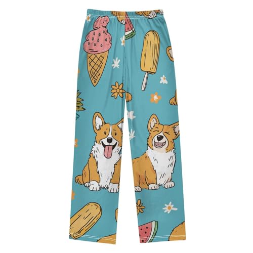Corgi Dog Ice Cream Boys Long Pants Soft Trousers Elastic Waist Kids Lounge Bottoms with Pockets S-XL2