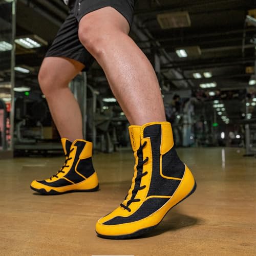 Image of Wrestling Boxing Boots Wide for Men Youth High Top Non-Slip | Comfortable Breathable Lightweight for Competition & Training