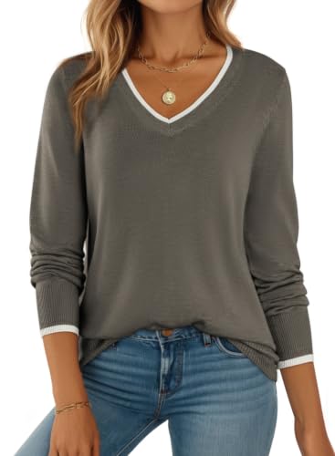 Image of Dokotoo Women's Wool Blend Crew Neck Casual Fall Sweaters Knit Tops | Lightweight,Long Sleeve,Fall Outftis,Dressy,Ribbed Hem,Business Casual Tops,Comfy Knit,Pullover,Basic Classic,Layer Clothes