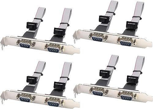 Image of 2 Port DB9 RS232Serial Port Bracket to 10 pin HeaderRibbon Cable Connector Adapter, DB9 Serial Male to 10P Motherboard Header Panel Mount Cable Serial Port Bracket (12in 4Pcs) (2 Port)