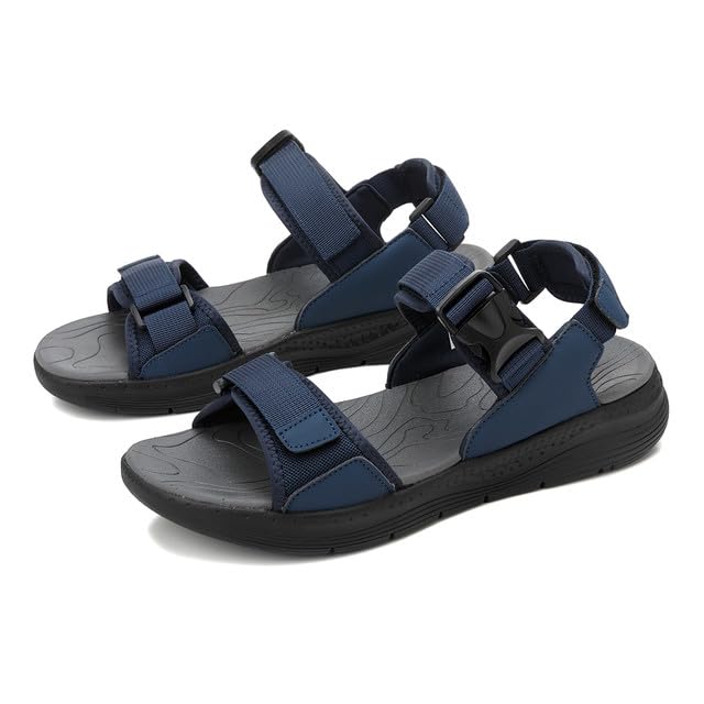Sandals Men Walking Leather Hiking Sliders Arch Support Athletic Sport Outdoor Summer Shoes Casual Beach Sandal UK Size 7-11