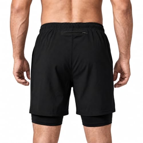 Image of NEVER LOSE 2-in-1 Sports Shorts with Phone Pocket, Light Weight & Quick Dry for Gym, Running & Athletic wear Men & Women