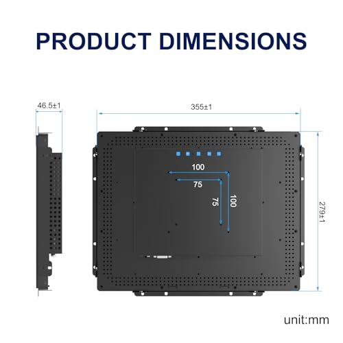Image of 1024x800 Industrial Touch Display with 10-Point Multi-Touch,15 Inch Open Frame Touch Screen Monitor, 10-Point Metal Housing HD-MI VGA Input for Industrial Automation Control