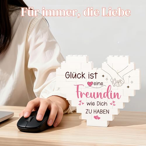 Giftota Beste Freundin Geschenke zum Geburtstag Herzförmige Bausteine und Glücksbringer, Geschenke für Frauen, Geschenk für Freundin - Geburtstagsgeschenke für Freundin