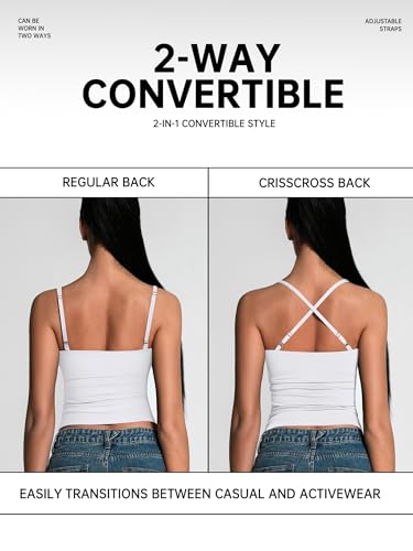 Image of 2 Pack Womens Cami Tank Scoop Neck Spaghetti Strap Tank Tops Basic Tight Camisole Shirts