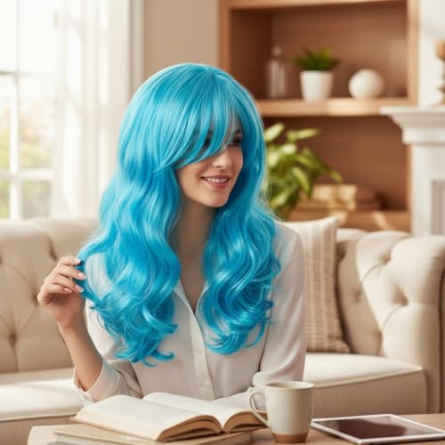 Image of Moira Synthetic Straight Artificial Hair Wig Costume Dressing Cosplay(Shiny Blue)
