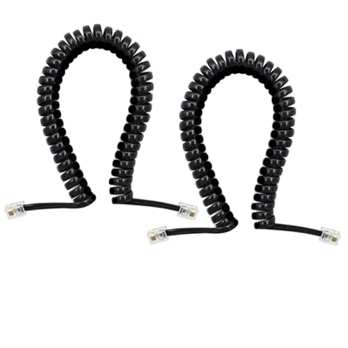 VISTRIC Coiled Telephone Handset Cord, Will Work with All Standard Phones. Length is 5-feet Uncoiled / 1-feet Coiled. Color is Black (2-Pack)