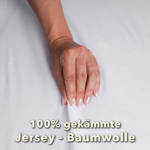 STUDIO Basic Spannbettlaken 120x200cm – Jersey-Spannbetttuch aus 100 % gekämmter Baumwolle – Weiß – Öko-Tex Zertifiziert, bügelfrei & elastisch – für Matratzen 15–25 cm