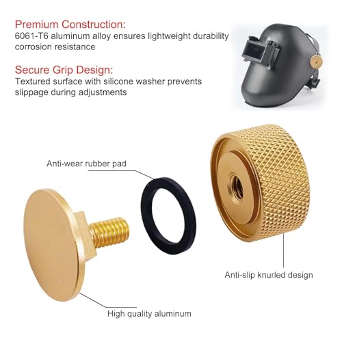 Fixations de casque de soudure en aluminium avec rondelles silicone pour masque
