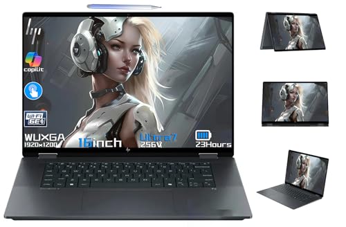 Image of HP 2025 OmniBook X Flip (Next Gen Envy x360) 2-in-1 Touchscreen Laptop (16 inch FHD+, Intel Core Ultra 7 256V, 16GB RAM, 1TB SSD, AI Copilot+ PC for Creator, Designer, Win 11 W /Stylus Pen