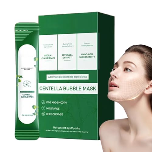 Bubble-Gesichtsmaske, Hautpflege-Tuchmaske, 12 x natürlicher Feuchtigkeitsspender, Porenreiniger, straffend & beruhigend, intensive Aufhellung, erfrischend reinigend, für die Anwendung über Nacht