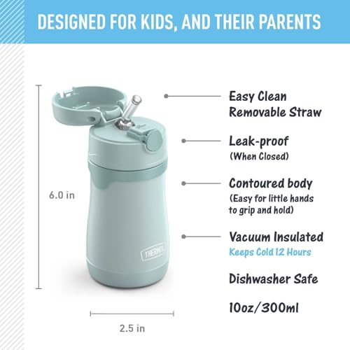 Image of THERMOS BABY 10 ounce Stainless Steel Vacuum Insulated Straw Bottle, Mint