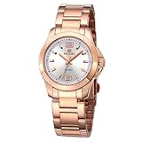 Reloj Analógico Automático para Mujer, Relojes Analógicos Moda Casual para Mujer con Banda de Acero Inoxidable (5006 Rosa)