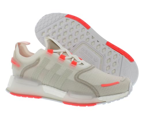 Image of adidas NMD V3 GS Girls Shoes Size 5.5, Color: White /Light Grey /Coral