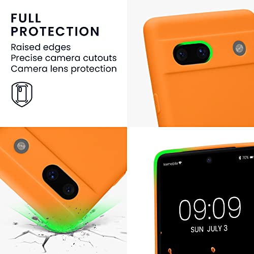 kwmobile Case for Google Pixel 7a Case - Protective Slim TPU Phone Cover - Soft Matte Finish - Fruity Orange - Image 3