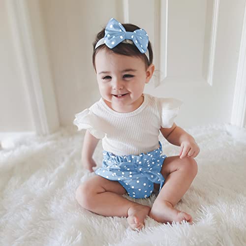 Amawmw Newborn Baby Girl Summer Outfit Ribbed Sleeveless Romper Polka Dots Denim Bloomers Shorts 0-3 Months Baby Girl Clothes #TOP1