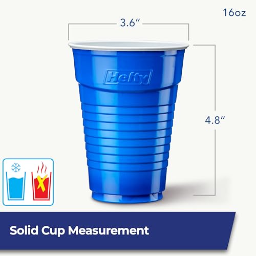 Image of Hefty Party On Disposable Plastic Party Cups, 76 Count, 16 Oz Cups in Assorted Patriotic Colors and 18 Oz Clear Cups with Festive Firework Print for Summer Entertaining