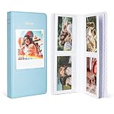 HIYQIN for チェキアルバム、Fujifilm instax wide 210/300/400 用アルバム ポラロイド 写真、チェキ適用 3.4x4.3寸写真64枚収納 名刺・キャッシュカードも収納可能（ブルー）