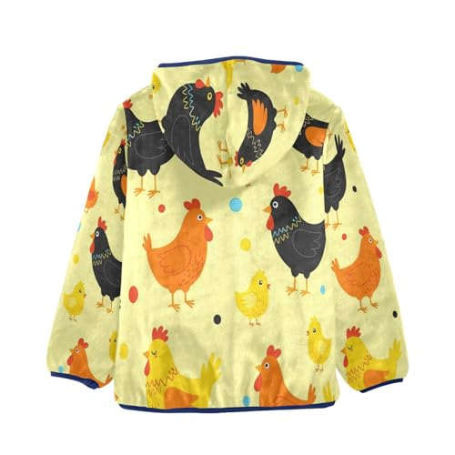 Colorful Cute Chicken Pattern Toddler Fleece Jacket Girl Boys Hooded Fleece Jacket Coat Warm Outwear Zip-up 3-10T2