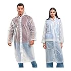 Kit 2 Capa de Chuva Adulto Unissex EVA Transparente Branco com Capuz Ajustável, Impermeável e Reutilizável para Shows, Parques, Viagens e Passeios – Poncho Masculino e Feminino